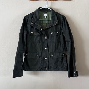 J. Crew Downtown Military Field Green Jacket Gold Buttons 100% Cotton size M